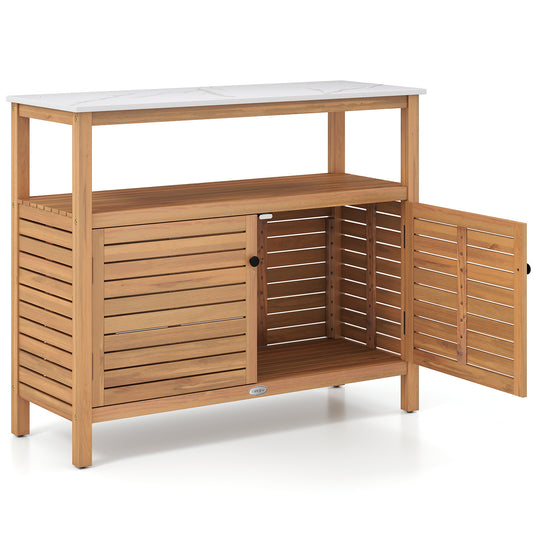 Patio Wood Storage Cabinet, Outdoor Acacia Wood Buffet Cabinet Outdoor & Patio Furniture Options at Gallery Canada