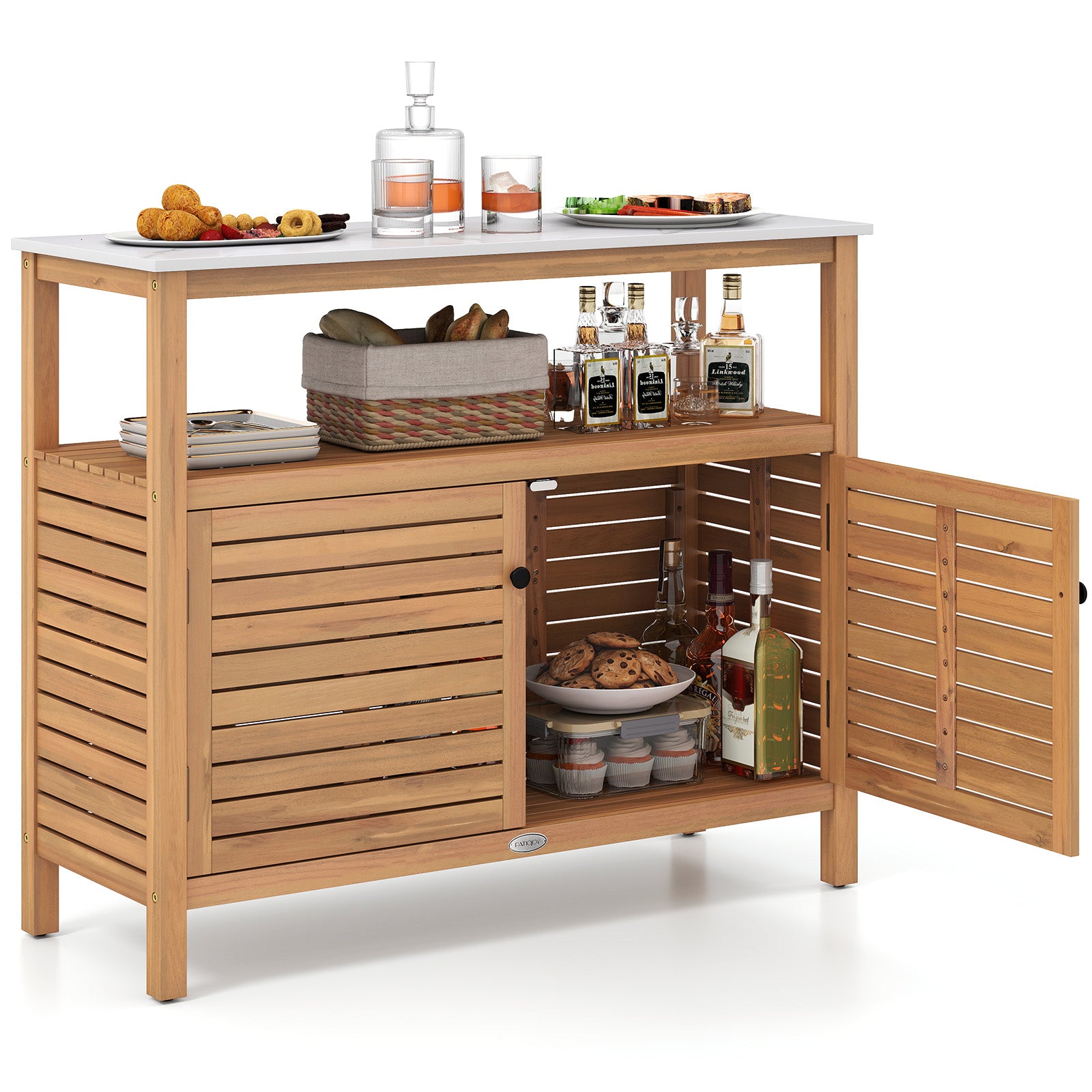 Patio Wood Storage Cabinet Outdoor Acacia Wood Buffet Cabinet Outdoor & Patio Furniture at Gallery Canada