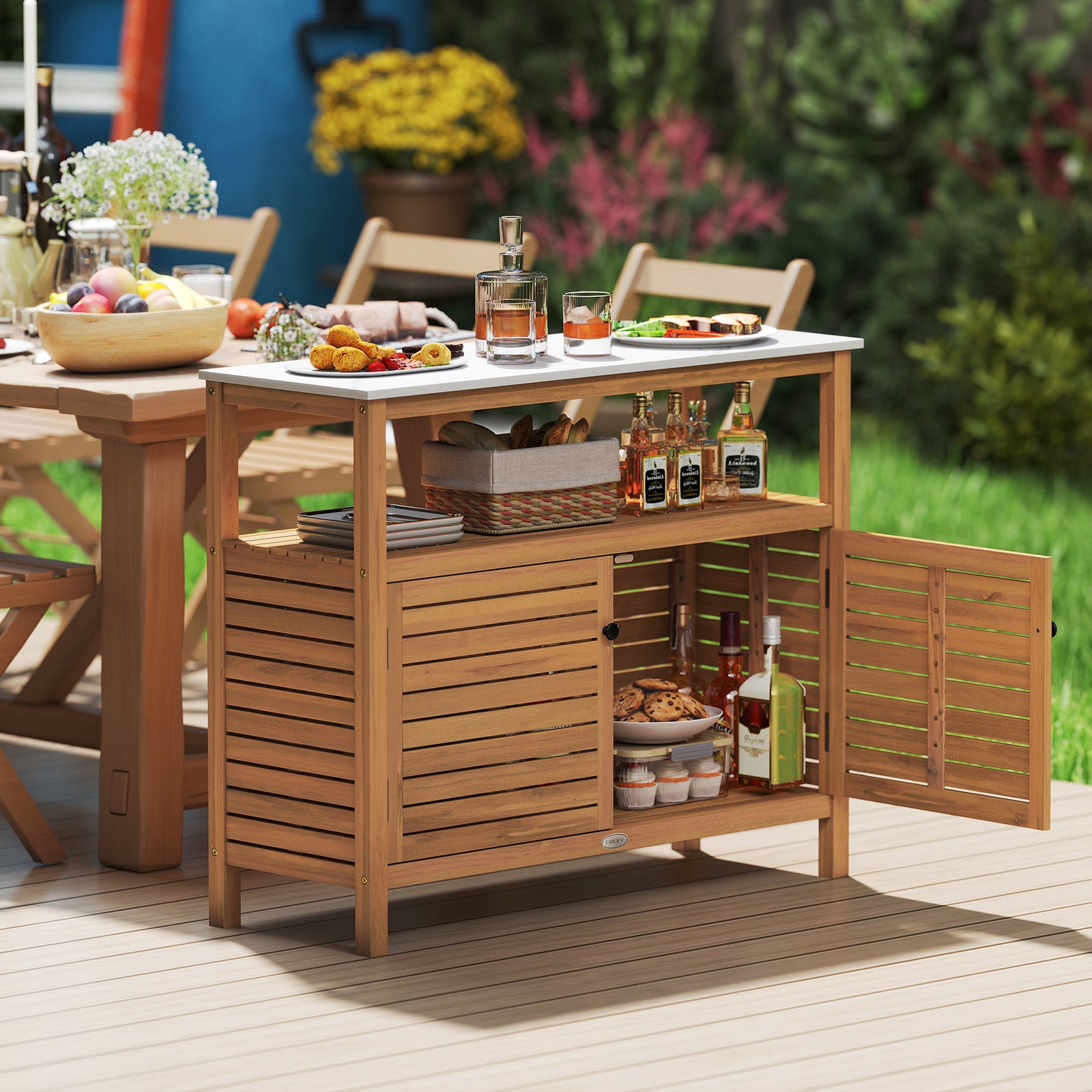 Patio Wood Storage Cabinet Outdoor Acacia Wood Buffet Cabinet Outdoor & Patio Furniture at Gallery Canada