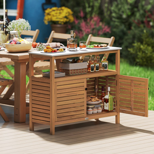 Patio Wood Storage Cabinet Outdoor Acacia Wood Buffet Cabinet Outdoor & Patio Furniture Options at Gallery Canada