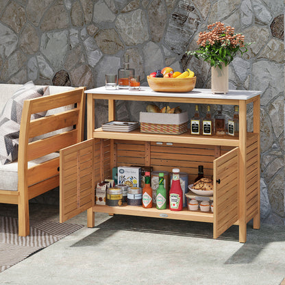 Patio Wood Storage Cabinet Outdoor Acacia Wood Buffet Cabinet Outdoor & Patio Furniture at Gallery Canada