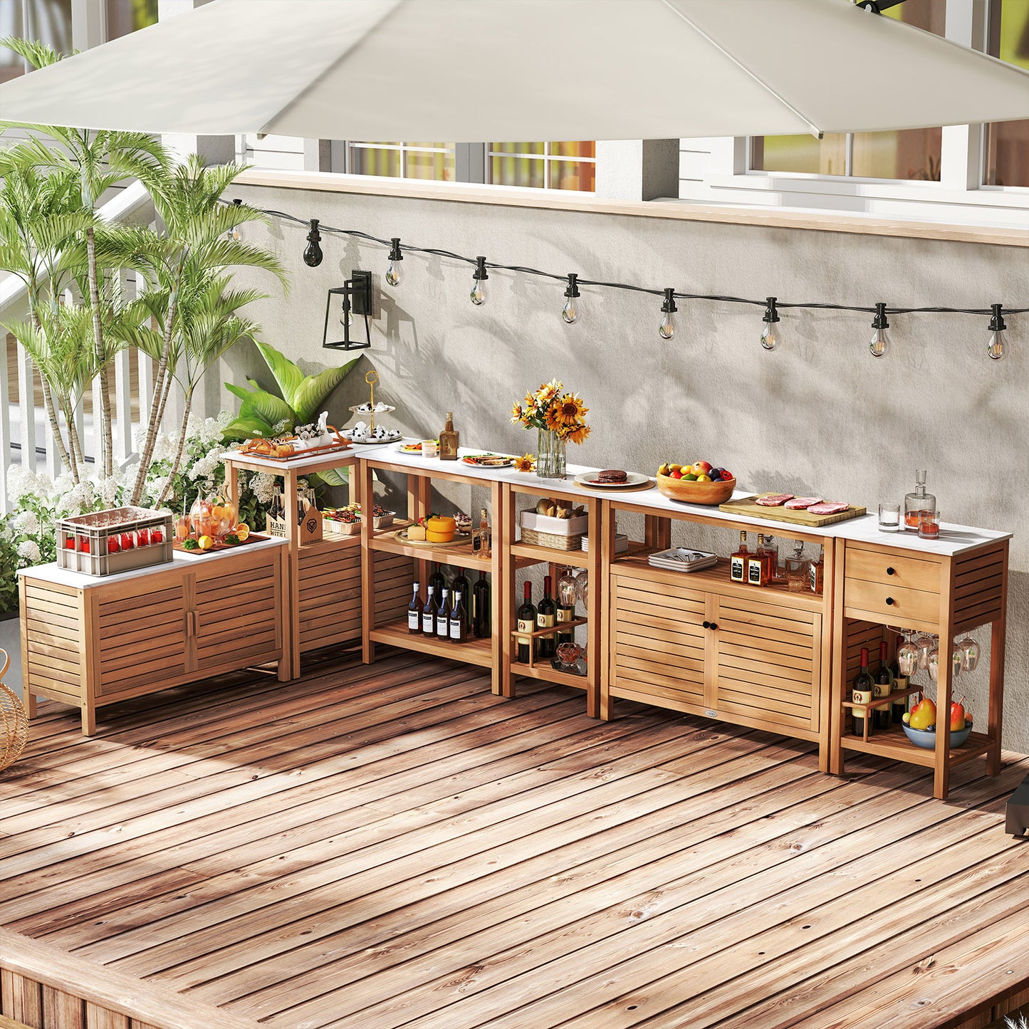 Patio Wood Storage Cabinet Outdoor Acacia Wood Buffet Cabinet Outdoor & Patio Furniture at Gallery Canada