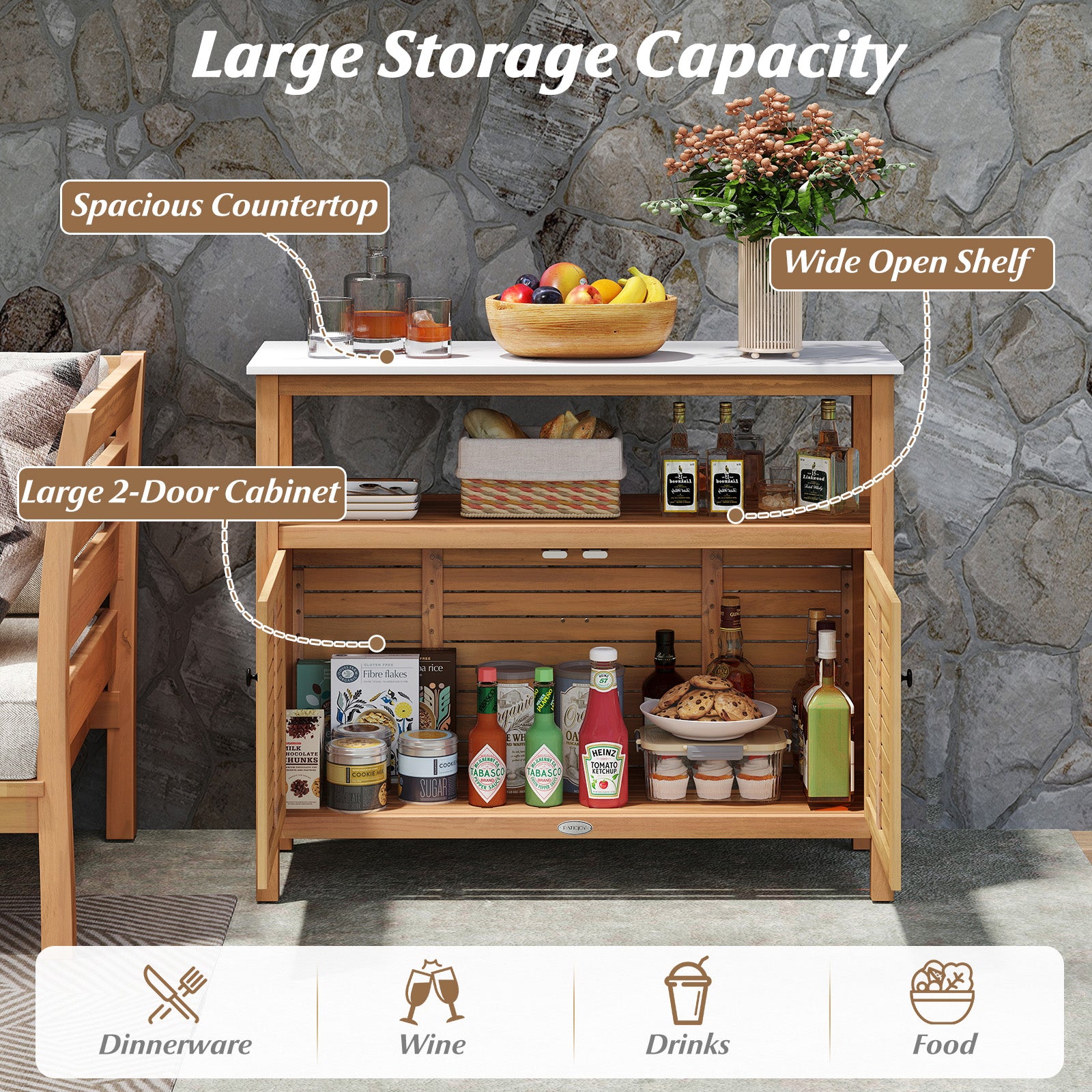 Patio Wood Storage Cabinet Outdoor Acacia Wood Buffet Cabinet Outdoor & Patio Furniture at Gallery Canada