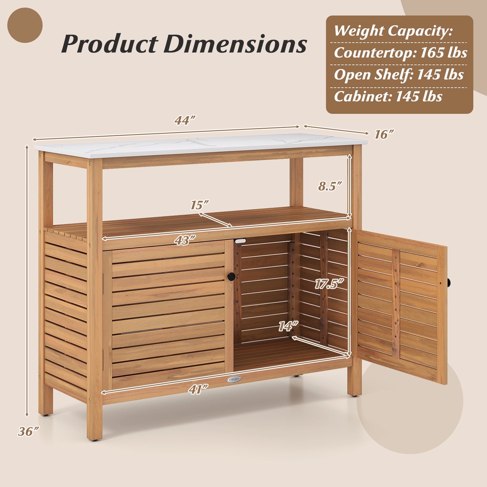 Patio Wood Storage Cabinet, Outdoor Acacia Wood Buffet Cabinet Outdoor & Patio Furniture at Gallery Canada