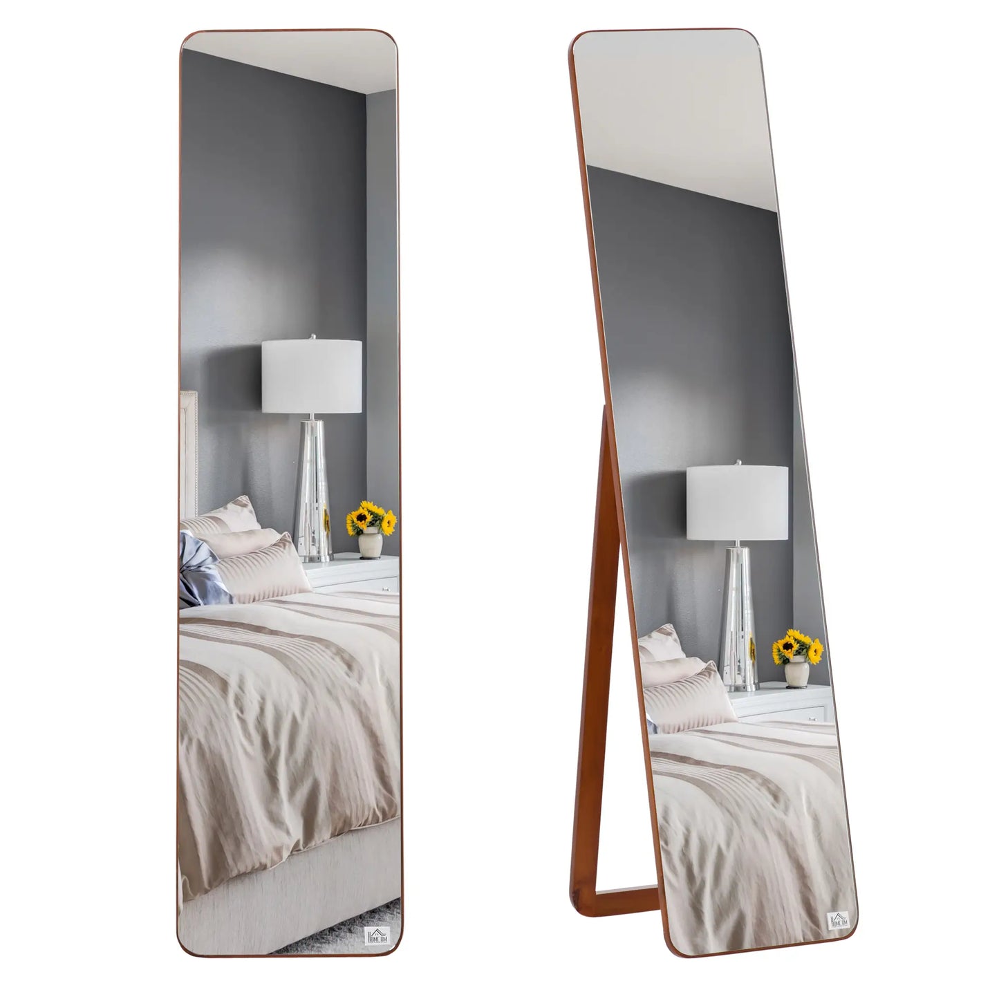 Full Length Mirror, Free Standing, Wood Frame, 15" x 61", Light Walnut Full Length Mirrors at Gallery Canada