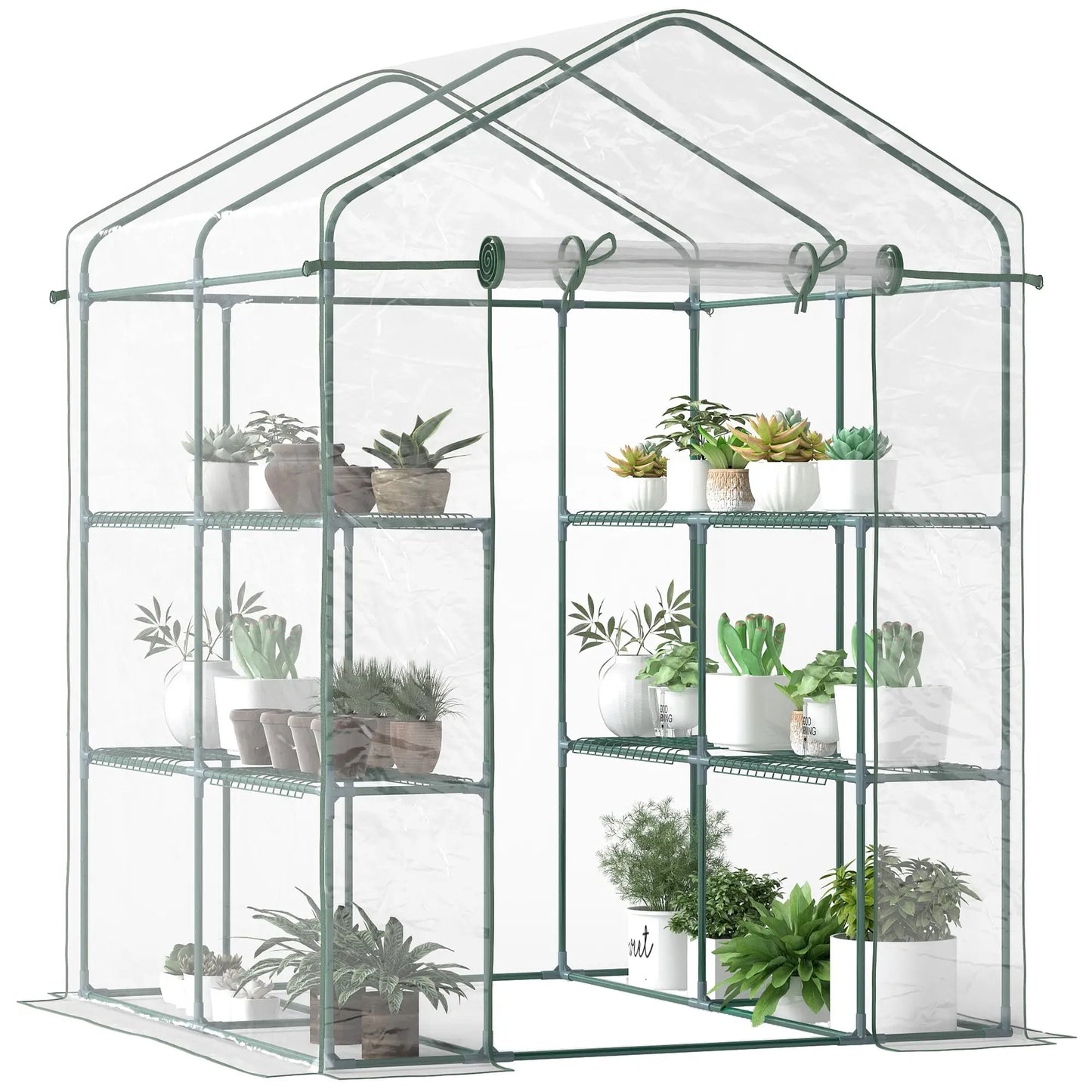 56" x 56" x 77" Walk-In Greenhouse, 8 Shelves, PVC Cover, Transparent Walk In Greenhouses Transparent at Gallery Canada