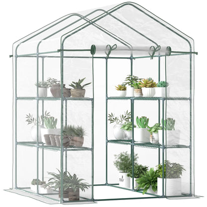 56" x 56" x 77" Walk-In Greenhouse, 8 Shelves, PVC Cover, Transparent Walk In Greenhouses Transparent at Gallery Canada