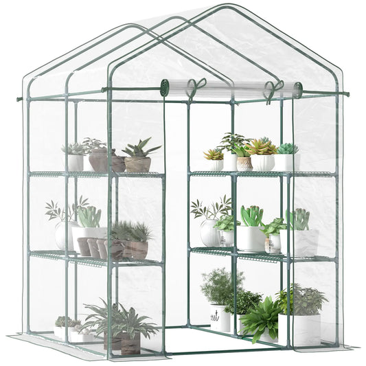 56" x 56" x 77" Walk-In Greenhouse, 8 Shelves, PVC Cover, Transparent Walk In Greenhouses Transparent at Gallery Canada