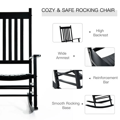 Wooden Porch Rocking Chair, Outdoor Patio Rocker, Black Outdoor Rocking Chairs at Gallery Canada