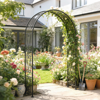 8 ft Garden Arch, Outdoor Trellis Arbor, Black Garden Arches at Gallery Canada