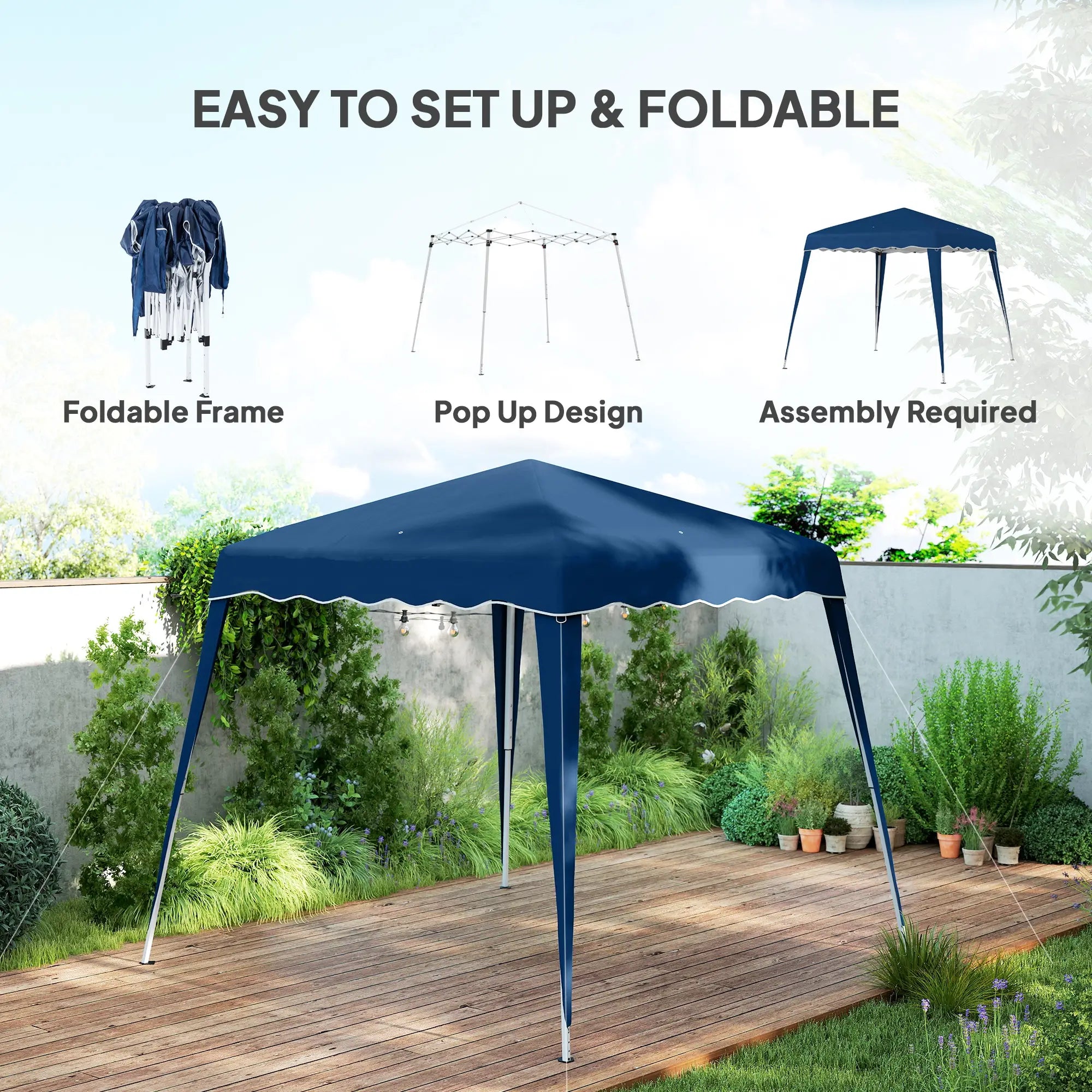 8' x 8' Pop Up Canopy, Outdoor Foldable Tent, Portable With Bag, Blue Pop Up Canopies at Gallery Canada