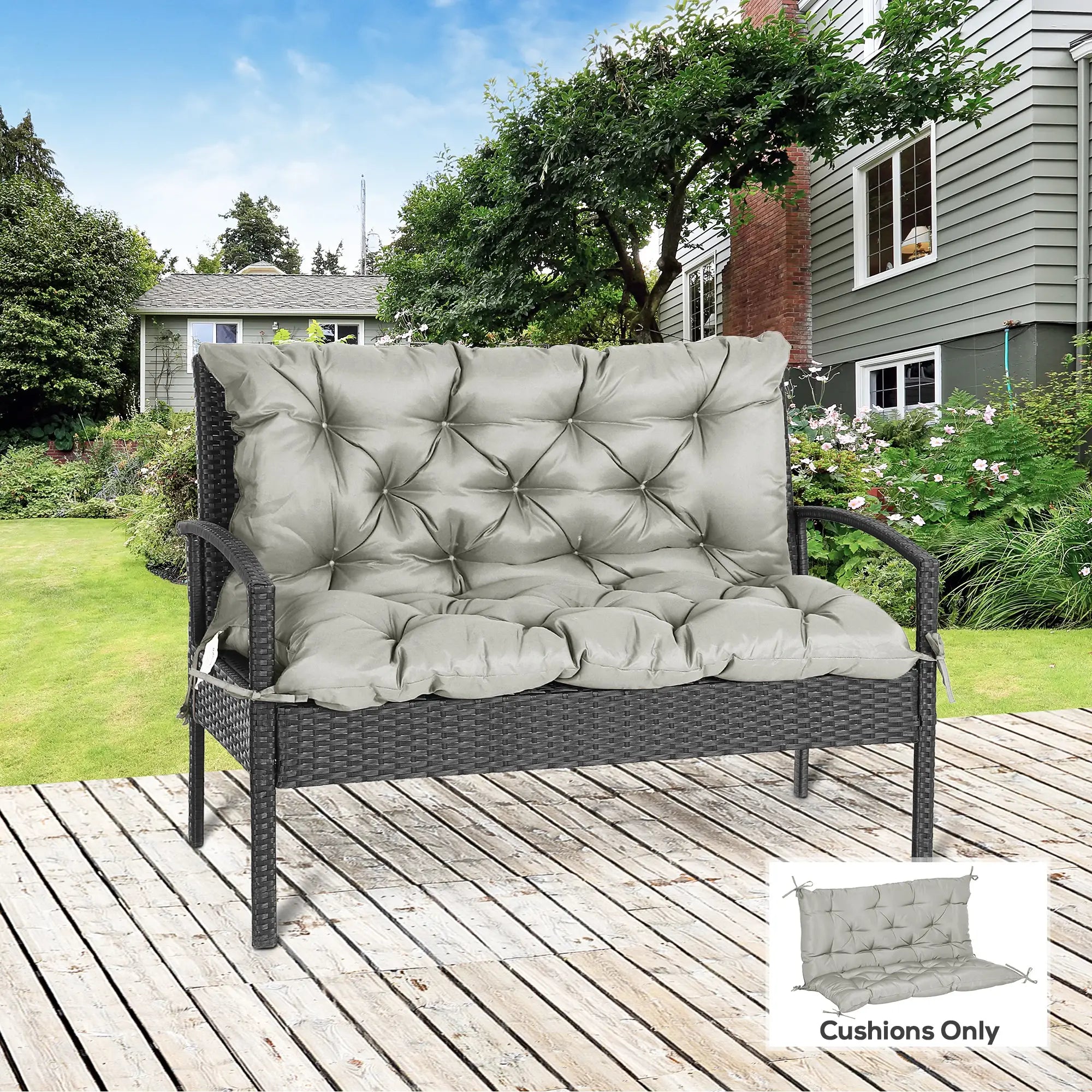 2-Seater Garden Bench Cushion, Swing Chair Mat Replacement, 39.4