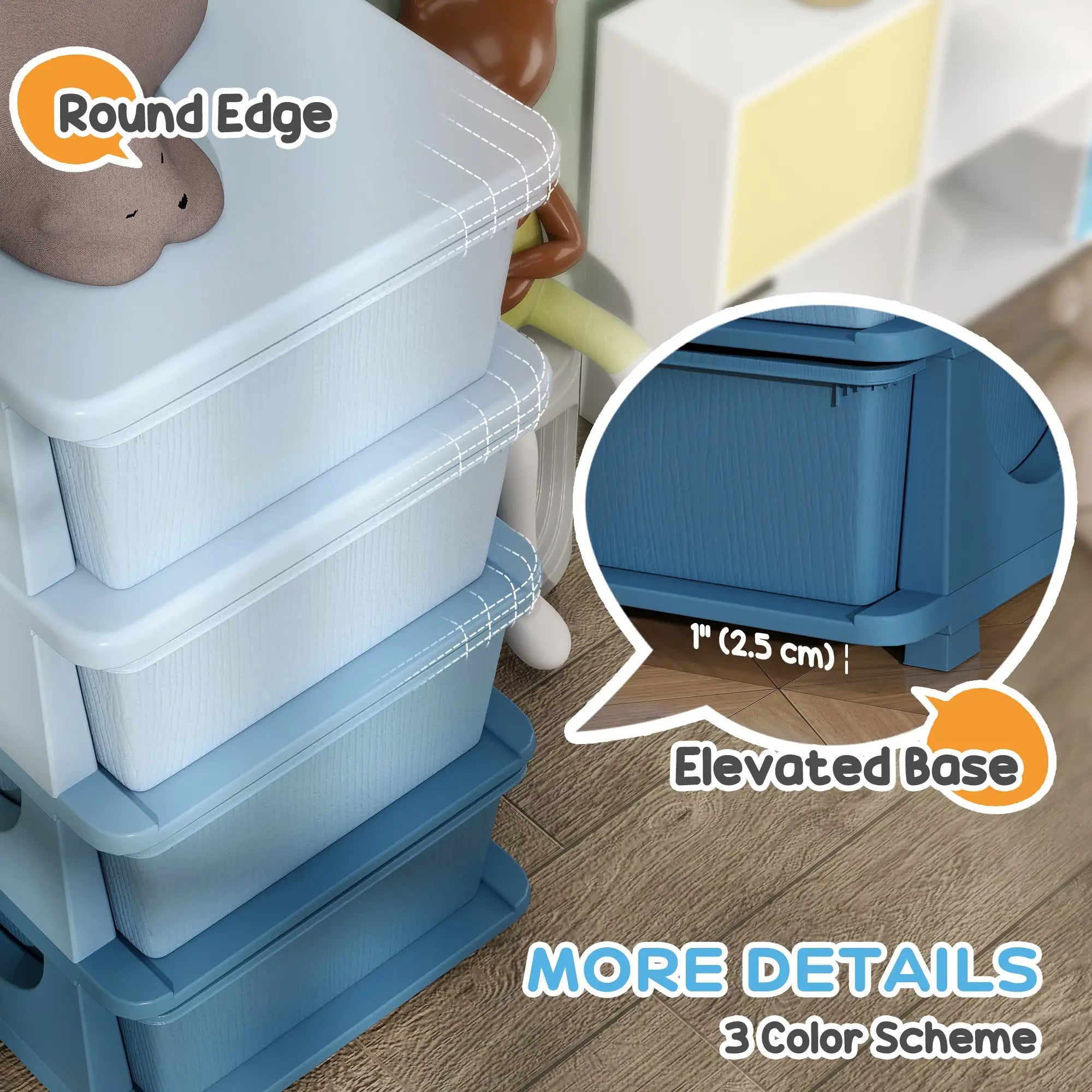 4 Tier Kids Toy Organizer, 4 Plastic Drawers, Blue Baby & Kids Storage at Gallery Canada