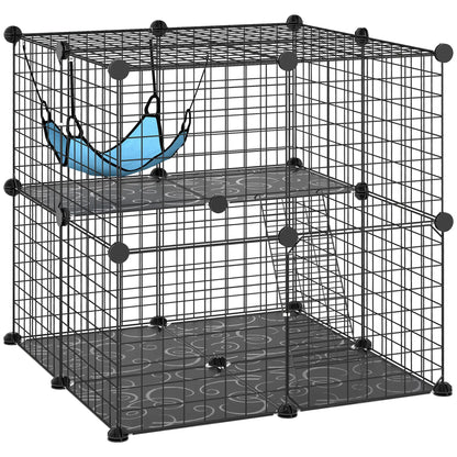 2 Tier Cat Cage, DIY Pet Playpen With 2 Doors, Ladder, Hammock, Perch, Black Outdoor Cat Enclosures at Gallery Canada