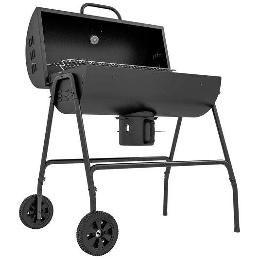 Charcoal BBQ Smoker, 420 sq.in. Cooking Area, Wheels, Ash Catcher, Black Charcoal BBQ Grils Black at Gallery Canada