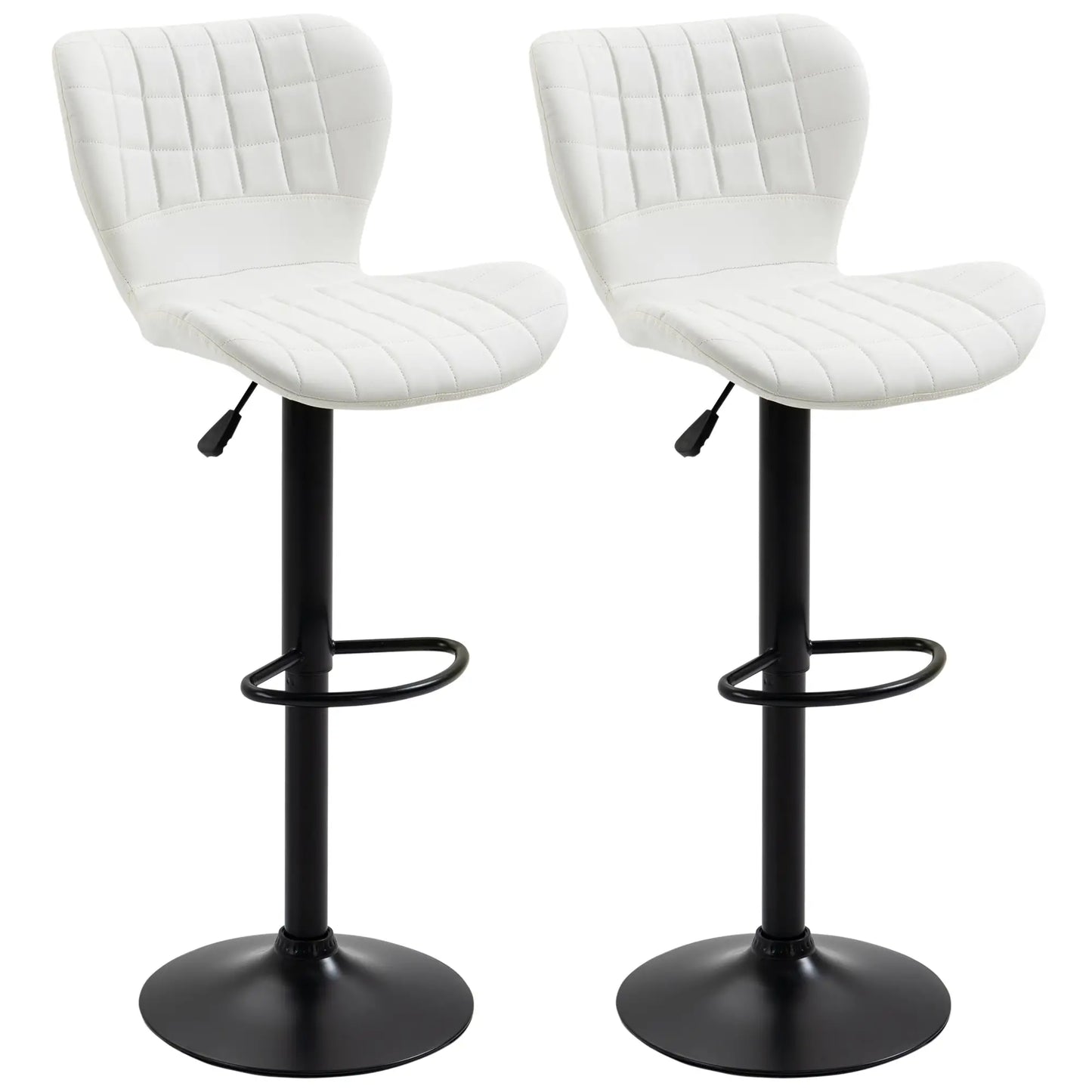 Adjustable Height Swivel Bar Stools, Set of 2, PU Leather, White Bar Stools White at Gallery Canada
