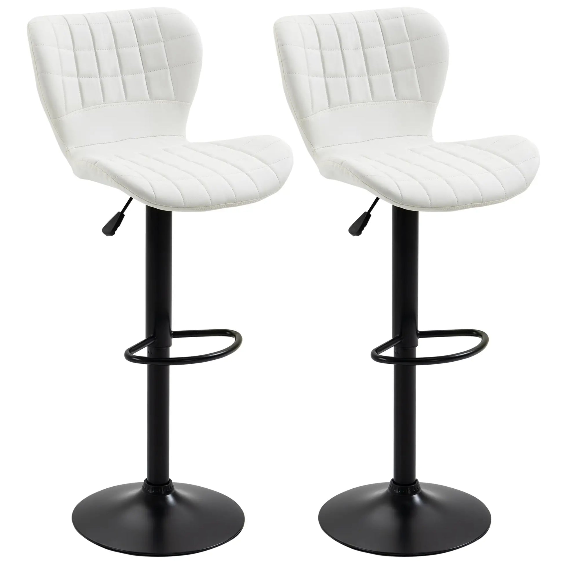 Adjustable Height Swivel Bar Stools, Set of 2, PU Leather, White Bar Stools White at Gallery Canada