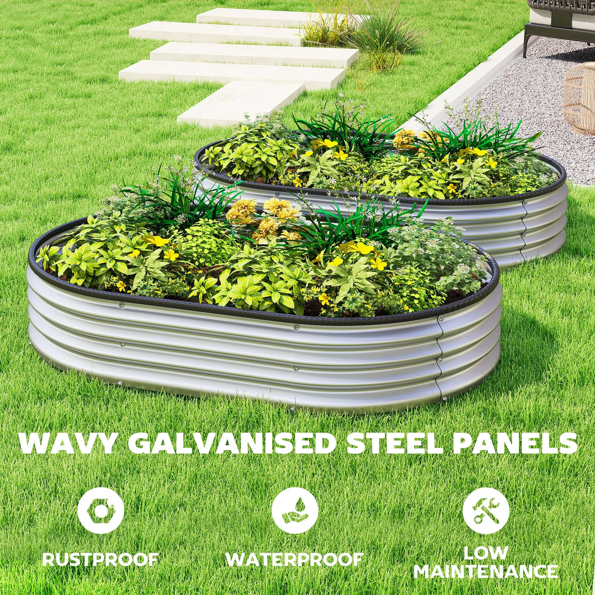 2Pcs Galvanized Raised Garden Bed, 4 X 3 X 1 Ft, Silver Galvanized Planter Boxes at Gallery Canada