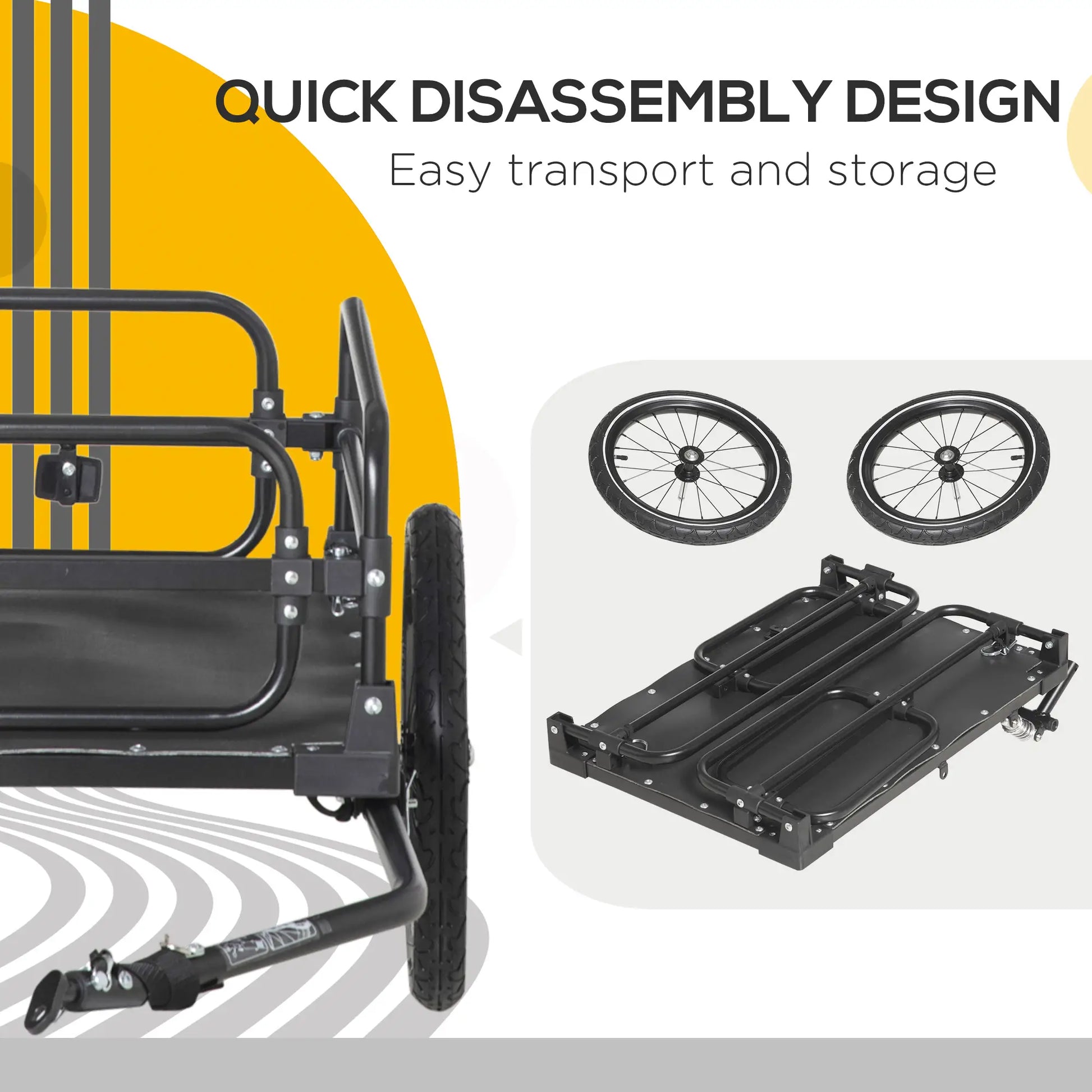 Bike Trailer, Bicycle Cargo Carrier, 16" Wheels, Hitch, Steel Frame, Black Bike Cargo Trailers at Gallery Canada