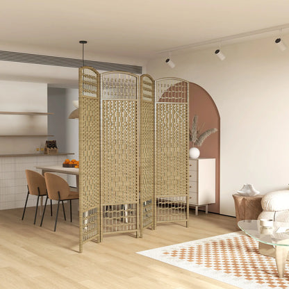 4 Panel Folding Room Divider, Portable Privacy Screen, Natural Room Dividers at Gallery Canada