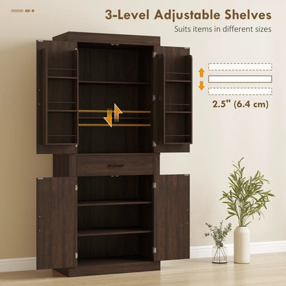 72 Inch Kitchen Pantry Cabinet, Farmhouse Storage, 4 Barn Doors, Brown Kitchen Pantry Cabinets at Gallery Canada