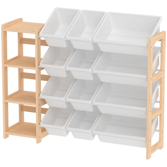 Kids Toy Storage Organizer, 3 Shelves, 12 Bins, Natural Baby & Kids Storage Natural at Gallery Canada