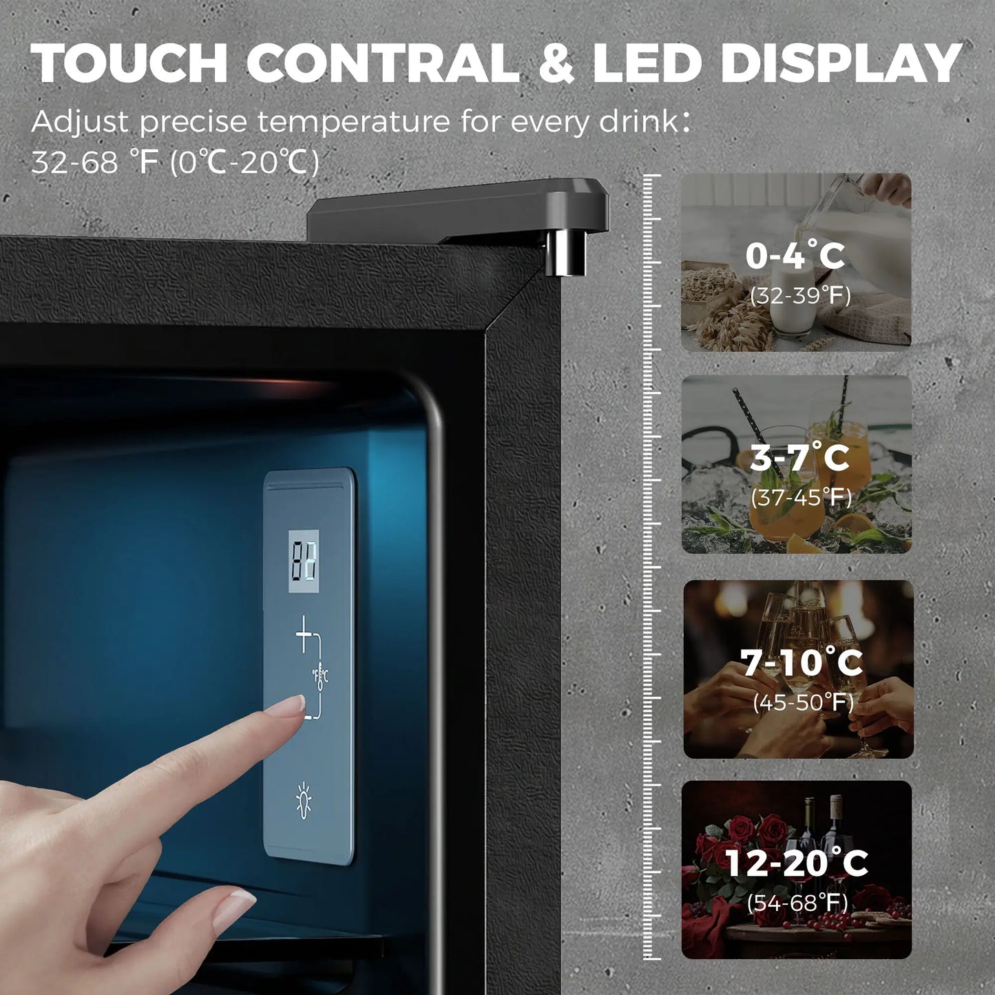 2.1 Cu.Ft Beverage Fridge, 85 Can, Glass Door, Auto-Defrost, LED, Black