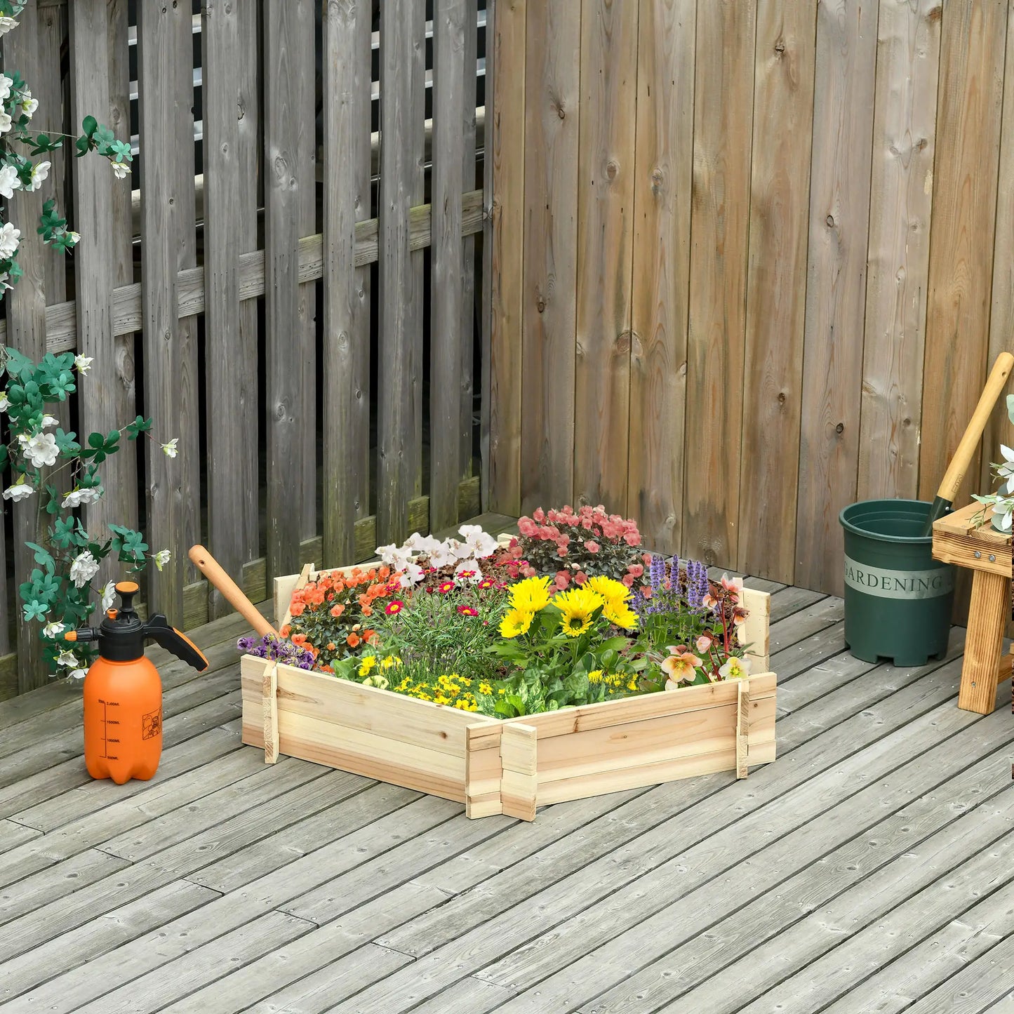 39" x 36" Hexagon Planter Box, Raised Garden Bed, Herb Garden Wooden Planter Boxes at Gallery Canada