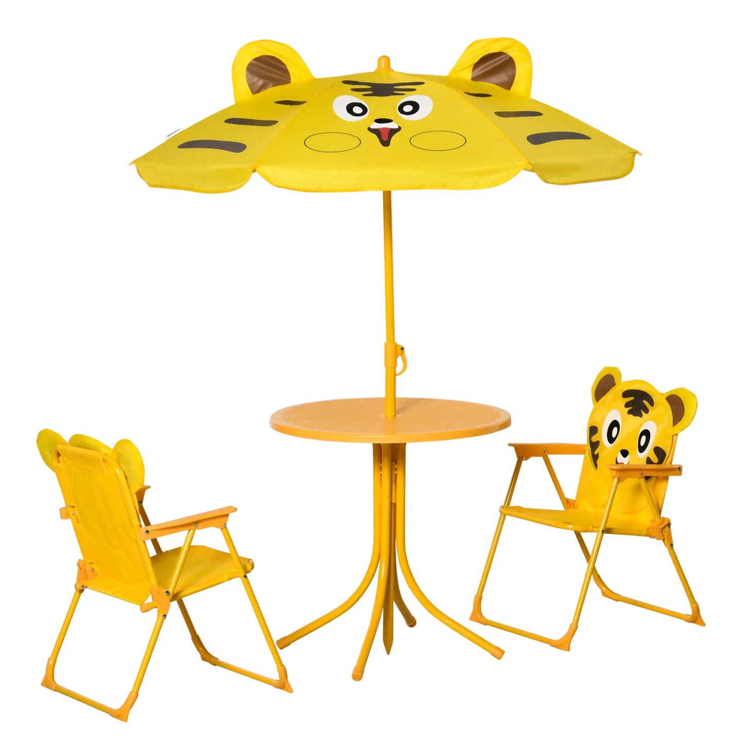 Kids Folding Picnic Table Chair Set with Adjustable Umbrella, Yellow Kids Outdoor Furniture at Gallery Canada