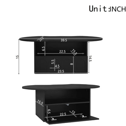 Coffee Table with Drawer, Open Storage, 39.5" L x 23.5" W x 15" H, Black Coffee Tables at Gallery Canada
