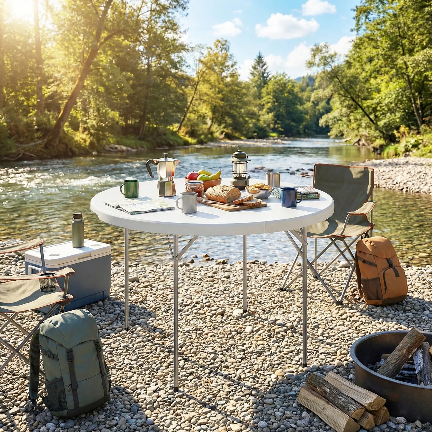 4ft Plastic Folding Picnic Table, Indoor Outdoor, White Picnic Tables & Camping Chairs at Gallery Canada