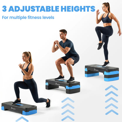 Aerobic Exercise Step Platform, 4"/6"/8" Adjustable Aerobic Stepper with Risers, Workout Stepper for Home Gym, Blue Aerobic Equipment at Gallery Canada