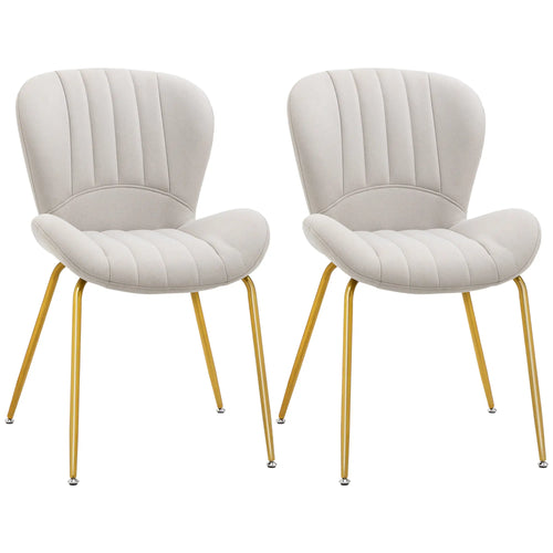 Modern Dining Chairs Set of 2, Cushioned Backrest, Cream White