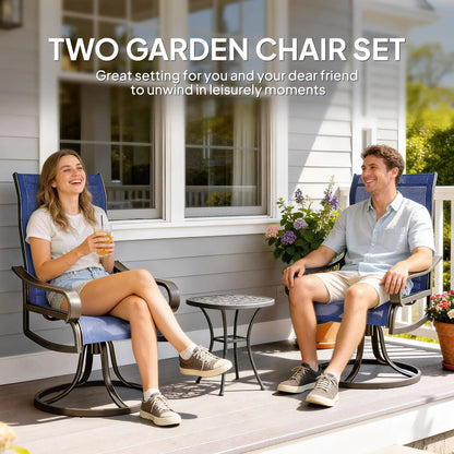 Swivel Rocking Outdoor Chairs, Set of 2, Breathable Mesh, Navy Blue Bistro Sets at Gallery Canada