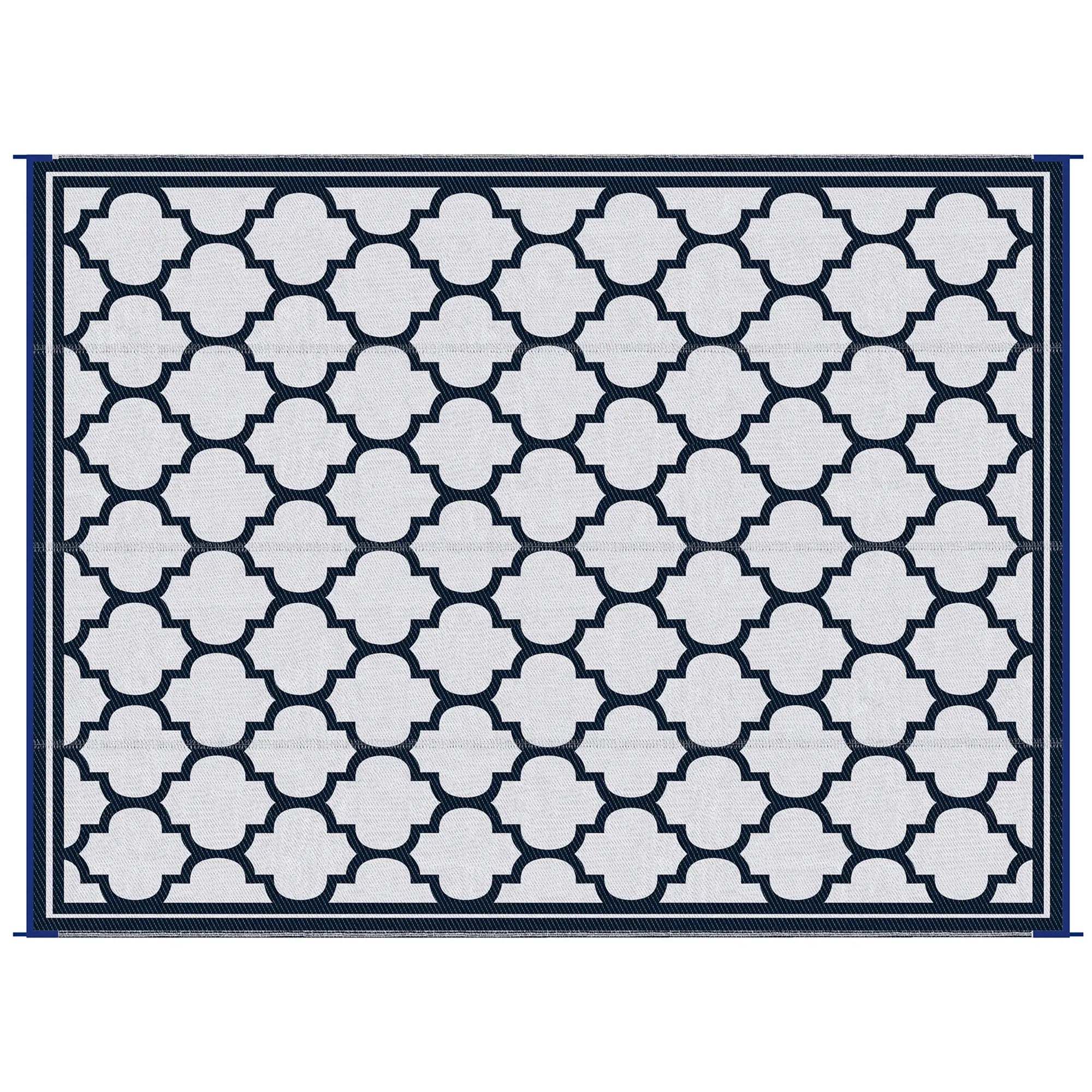9'x12' Reversible Outdoor RV Rug, Patio Mat, Dark Blue Outdoor Reversible Rugs Dark Blue, White at Gallery Canada