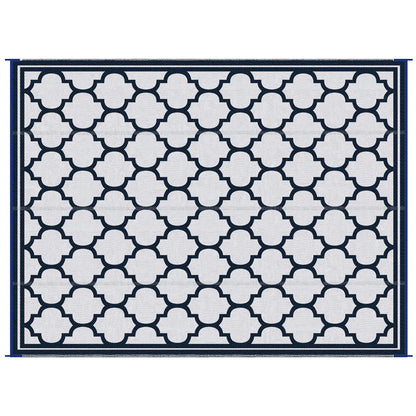 9'x12' Reversible Outdoor RV Rug, Patio Mat, Dark Blue Outdoor Reversible Rugs Dark Blue, White at Gallery Canada