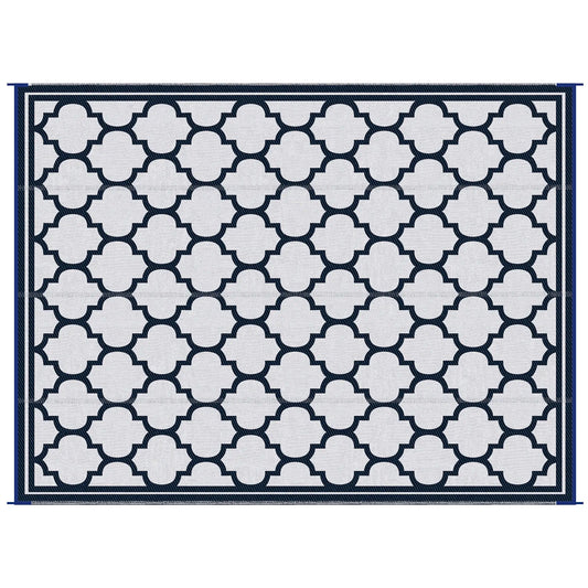 9'x12' Reversible Outdoor RV Rug, Patio Mat, Dark Blue Outdoor Reversible Rugs Dark Blue, White at Gallery Canada