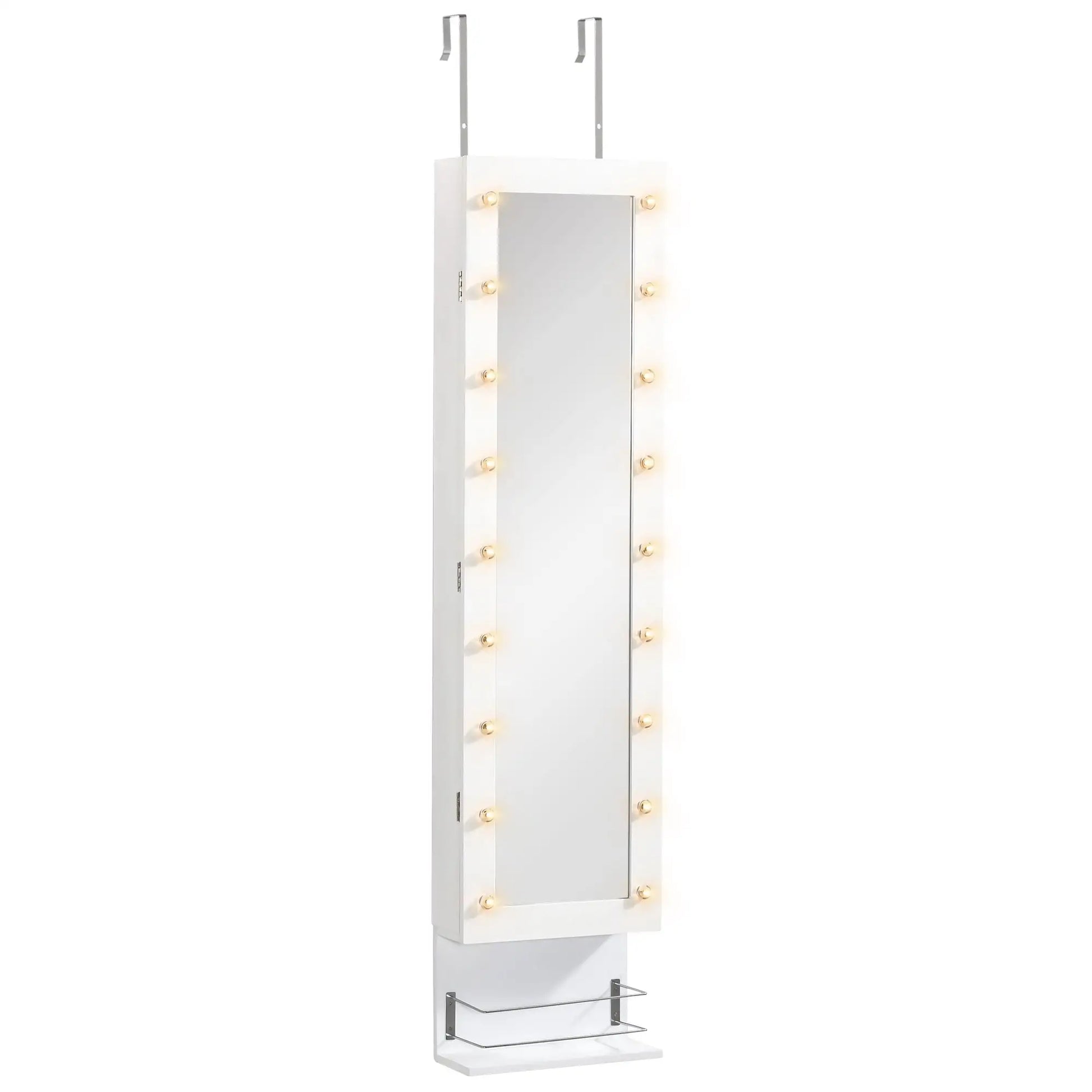 Mirror Jewelry Cabinet, LED Lights, Wall Mount, 3 Heights, Drawer, Shelf, White Jewelry Armoire & Jewellery Mirror Cabinets at Gallery Canada