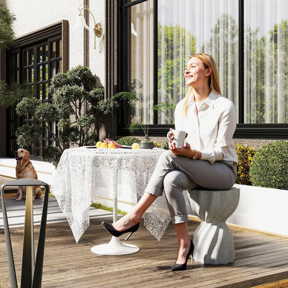 Spiral Garden Stool, Flower Top Outdoor Side Table, Grey Outdoor Benches at Gallery Canada