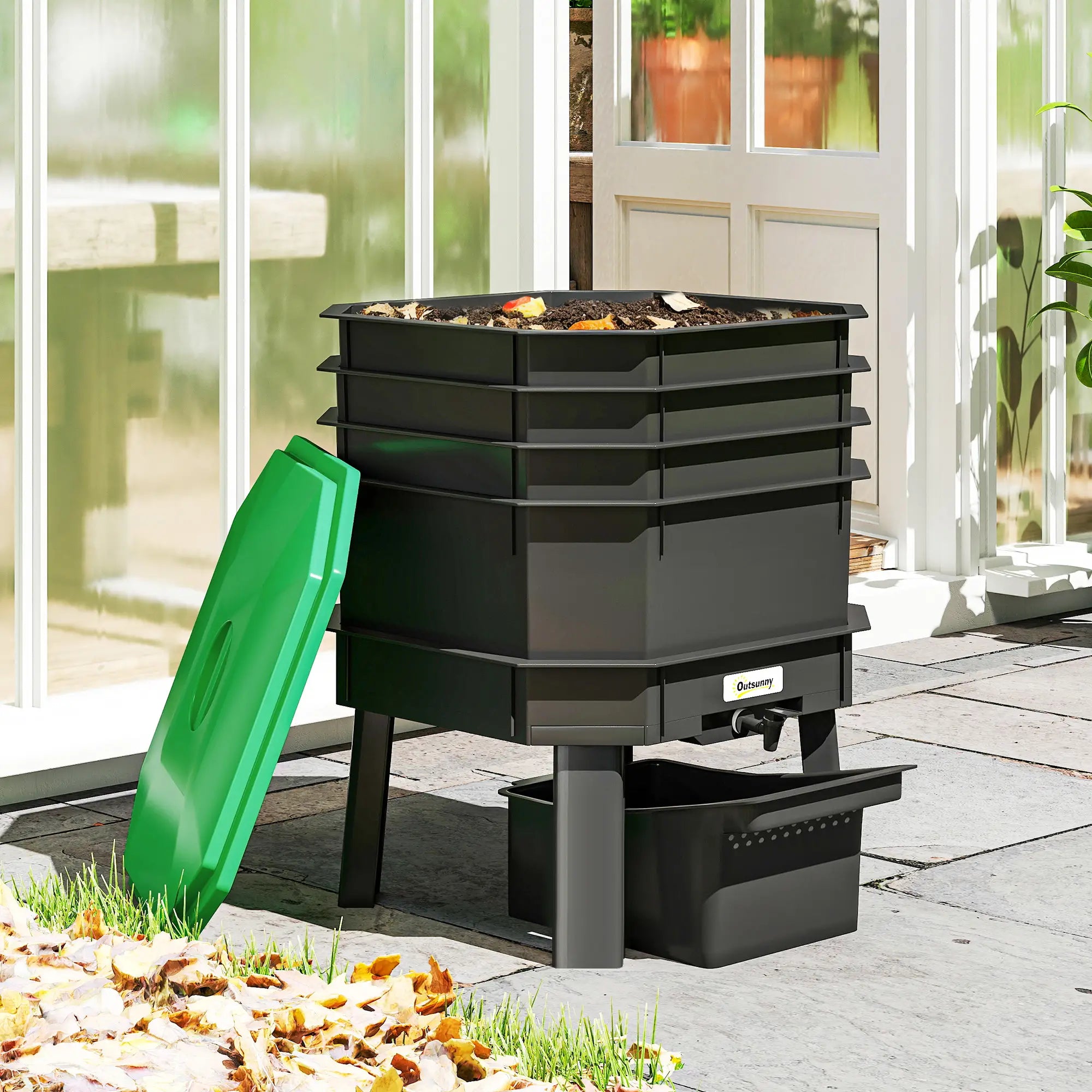 4-Tray Worm Composter Bin, 7.4 Gal, Dark Green Garden Accessories at Gallery Canada