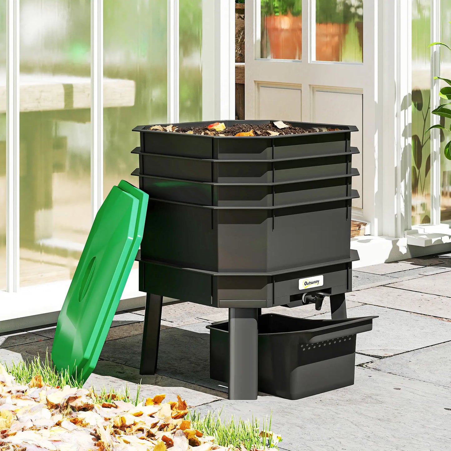 4-Tray Worm Composter Bin, 7.4 Gal, Dark Green Garden Accessories at Gallery Canada