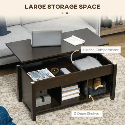 Lift Top Coffee Table, Hidden Storage, 3 Shelves, Espresso Coffee Tables at Gallery Canada