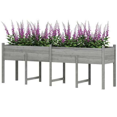 Wooden Raised Garden Bed Planter, Large Elevated Box With Legs, Grey