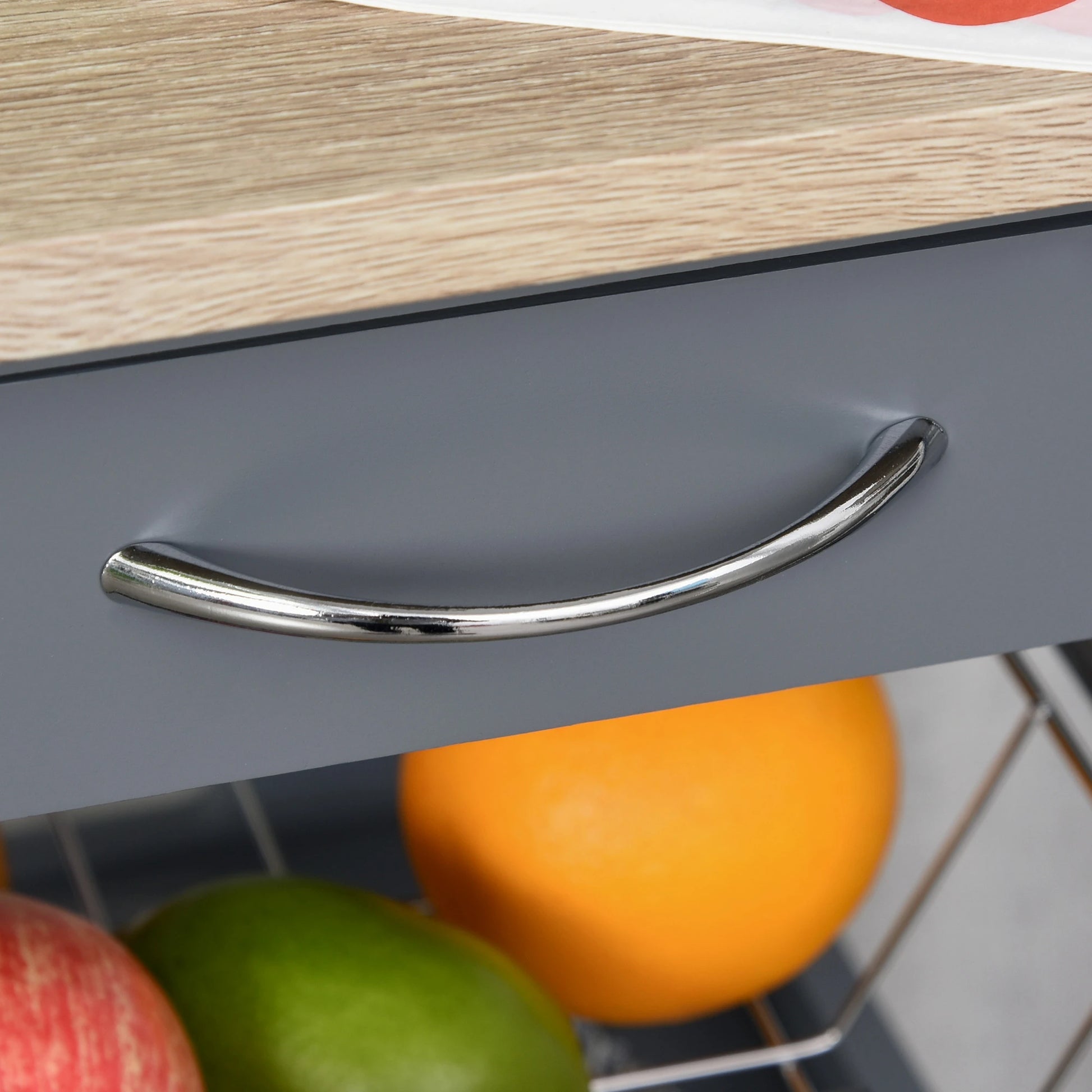 Rolling Kitchen Island Cart, Mobile Storage with Drawer, Wire Basket, Grey Kitchen Islands & Kitchen Carts at Gallery Canada