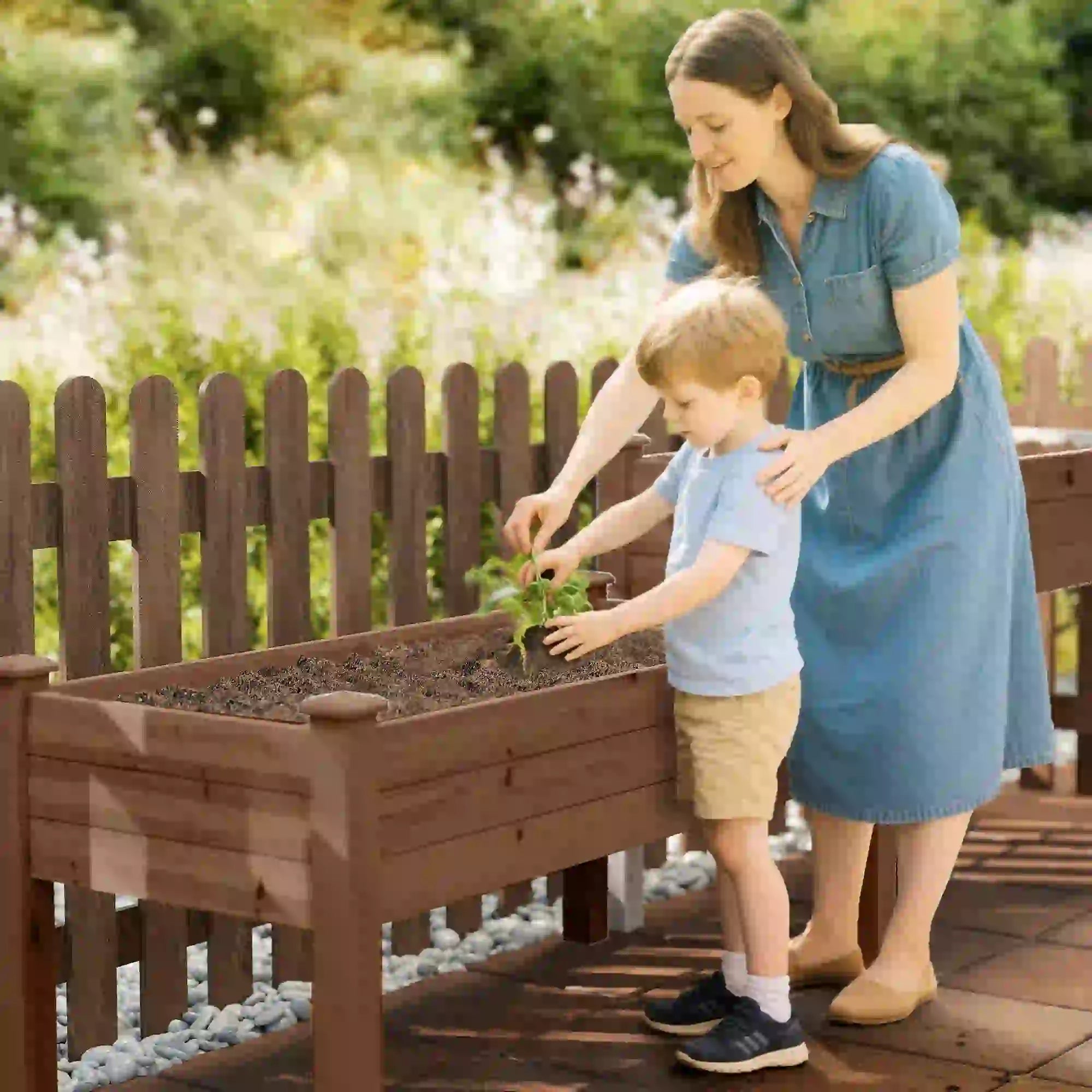 2 Tier Raised Garden Bed, Wooden Elevated Planter Box, Carbonised Raised Garden Beds at Gallery Canada