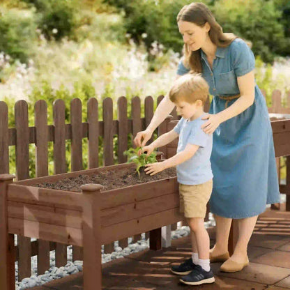 2 Tier Raised Garden Bed, Wooden Elevated Planter Box, Carbonised Raised Garden Beds at Gallery Canada
