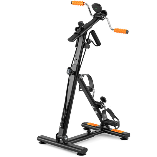 Pedal Exerciser with Adjustable Resistance for Arm and Leg Workout, Orange
