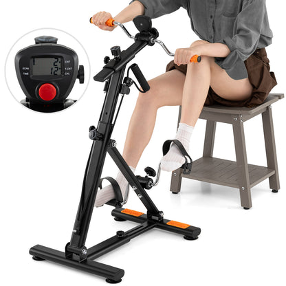 Pedal Exerciser with Adjustable Resistance for Arm and Leg Workout, Orange Exercise Bikes at Gallery Canada