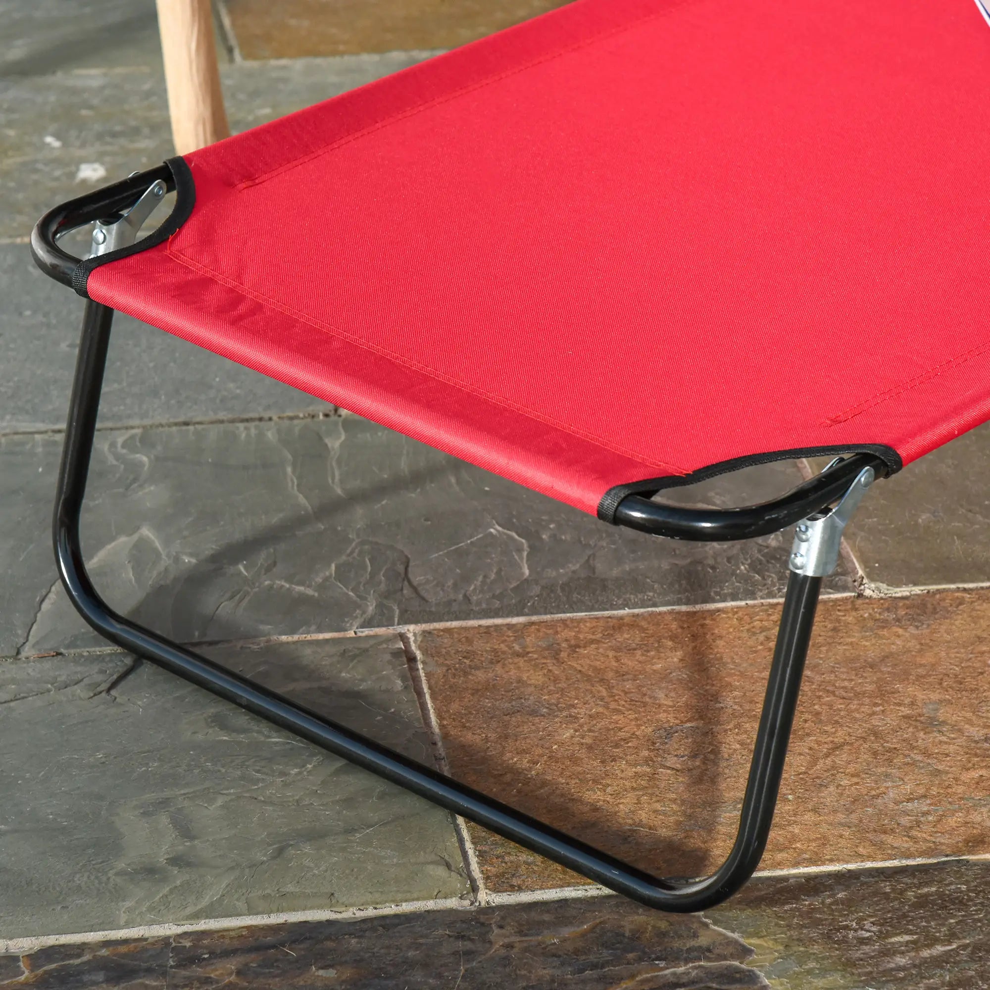 Adjustable Outdoor Lounge Chair, Folding Chaise with Face Hole, Red Lounger Chairs at Gallery Canada