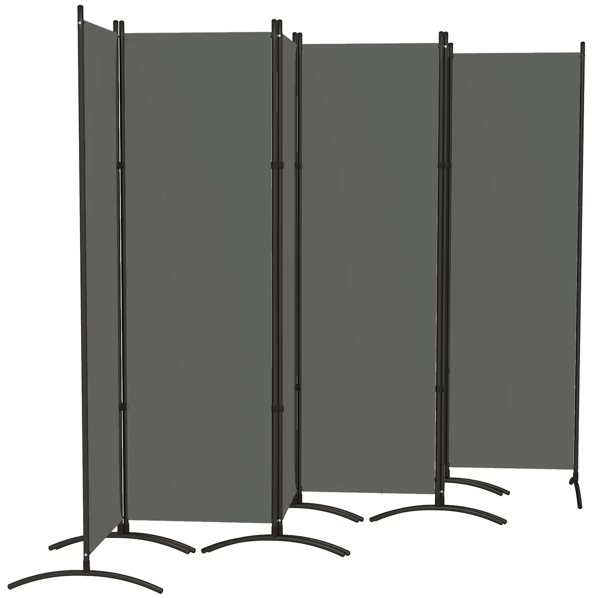 6 Panel Folding Room Divider, UV30+ Privacy Screen, Dark Grey Side Awnings Dark Grey at Gallery Canada